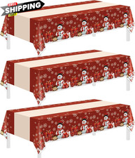Childom 3 Pack Christmas Tablecloths,Disposable Plastic 54" x 108",