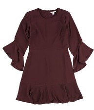 bar III Womens Solid Ruffled Dress