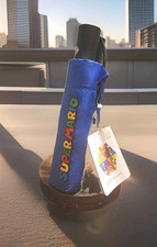 Nintendo Super Mario Mario Blue Compact/Folding Umbrella w/ Sleeve, Boys