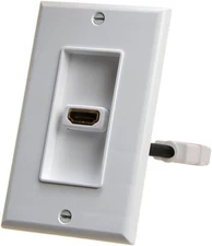 Cmple - HDMI Wall Plate Single-Gang White Wall Plate 4” Rear Extension Cable,1-P
