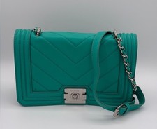 Badgley Mischka Quilted Crossbody Turquoise Vegan Leather Bag NWT