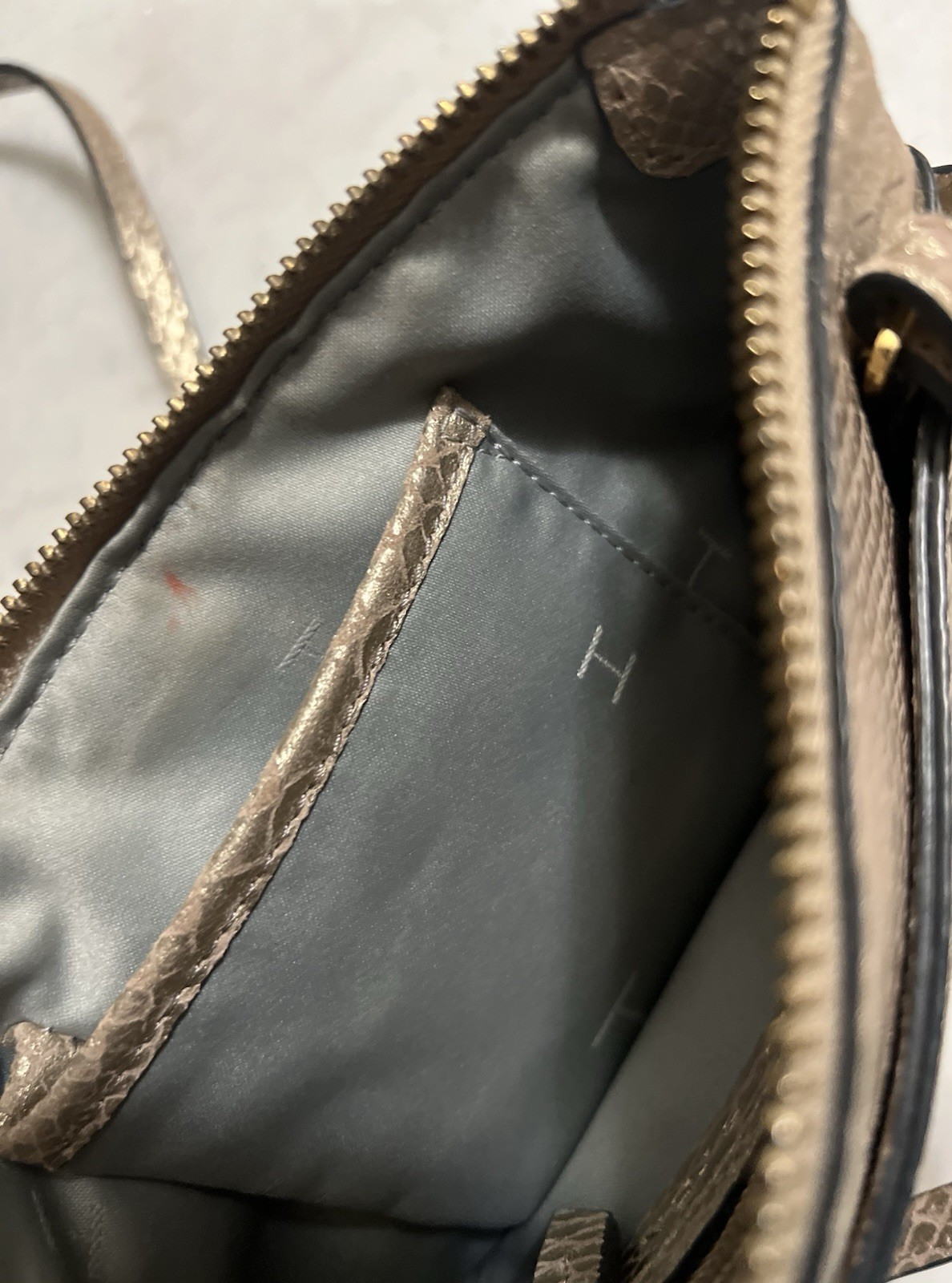 H by Halston metallic python-embossed leather cro… - image 3