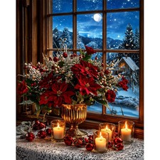 Christmas Flowers Paint by Numbers Kit for Adults 16 x 20 Inch
