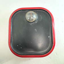 Vintage Terraillon Red Bathroom Scale French Mid Century Modern 260 Lb Capacity