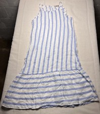 Lungo L'Arno 100 Linen Dress Sz Small L Italy Womens Midi Sleeveless Blue