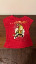 Ed Hardy Red Rhinestone Tee Size Small, Used But In Excellent Condition
