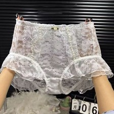 Oversize Womens Princess Panties Briefs Lace Ruffles Sheer Knickers Underwear