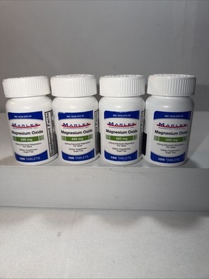 4 Marlex Magnesium Oxide 420mg Sugar Free 100 Tablets Each New