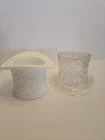 Vintage Fenton Milk Glass & CLEAR Top Hat Daisy & Button Pattern Lot Of 2 EUC