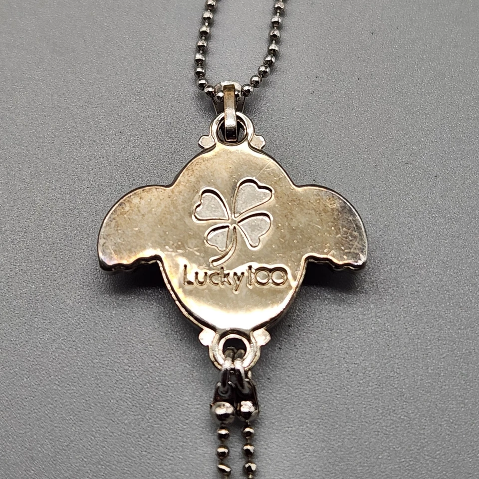 Collar Trébol 4 Hojas Lucky 100 Lariat Y Gota Tono Plata Trébol Trébol Cuatro Foto 2 de 4