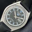 VINTAGE SEIKO 5 AUTOMATIC JAPAN 6309A MENS BLACK COLOR DIAL WATCH a702734-1
