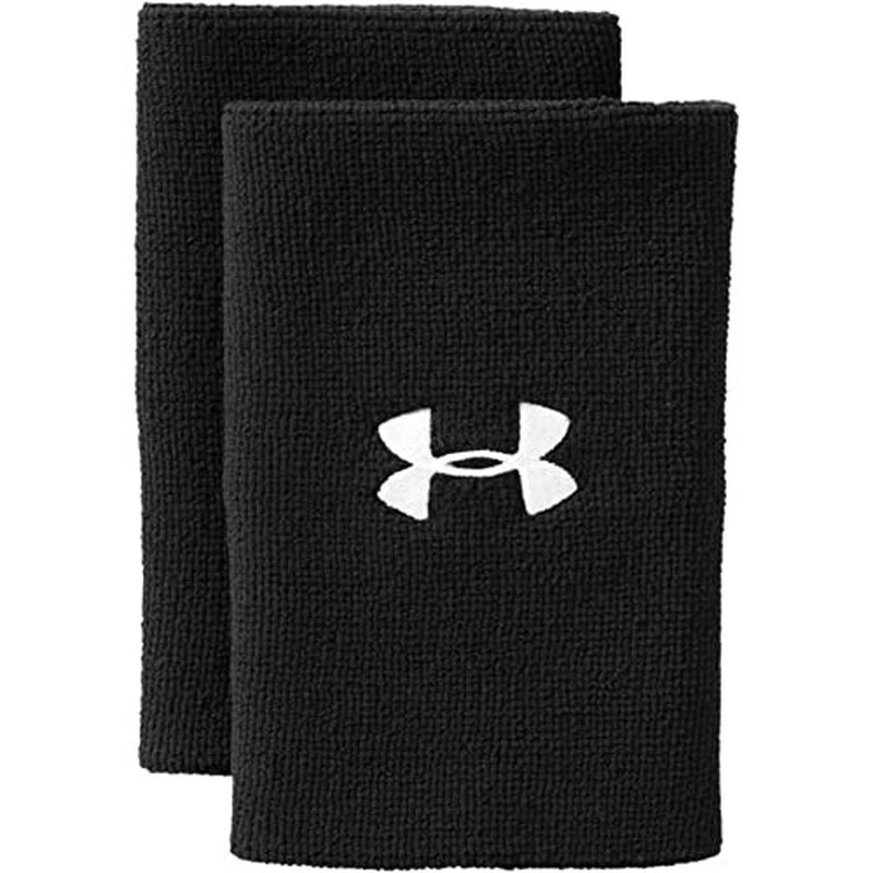 Under Armour Adult 6-Inch Performance Wristband 2-Pack , Black (001)/White , One