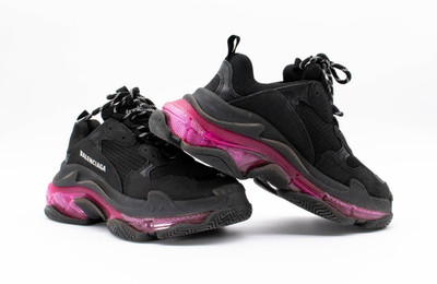 Balenciaga Triple S Clear Sole Sneakers Black Pink Neon EU 37 US 7 w/ Box & Bag
