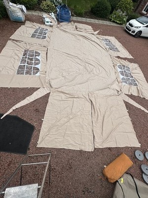 Ersatz 6x3m Pavillon Stoffbezug & durchgehende Seitenvorhänge beige - einmal benutzt. Sehr guter Zustand