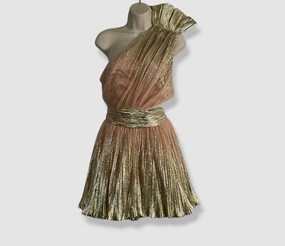 $2100 Raisa Vanessa Womens Gold Metallic One-Shoulder Cutout Dress Size  FR40/US8 | eBay