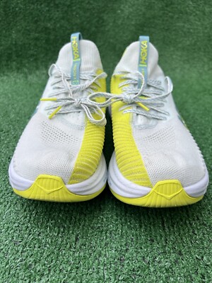 Hoka One One Carbon X 3 White Yellow Mens Sz 11.5D Running Shoes