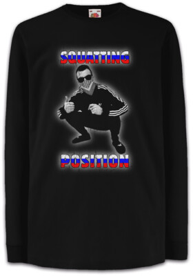 Russian Squatting Position Kids Long Sleeve T-Shirt Russia Gopnik Soviet Union