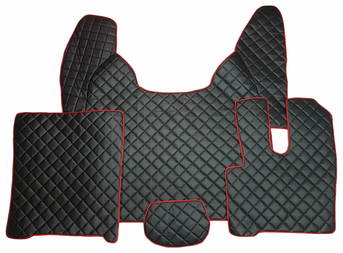 Floor Mats and Engine Cover for DAF XF 106 RHD Truck AUTOMATIC Gearbox Black red