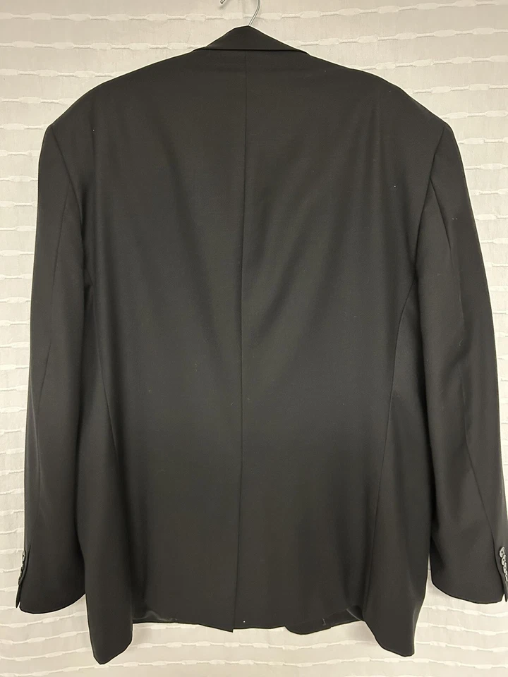 Chaqueta Blazer Tasso Elba Para Hombres 100% Lana Talla 40L Negra Sólida Evento Formal Foto 2 de 4