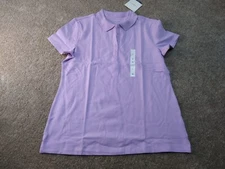 Croft & Barrow Polo Women Medium Purple Solid Short Sleeve
