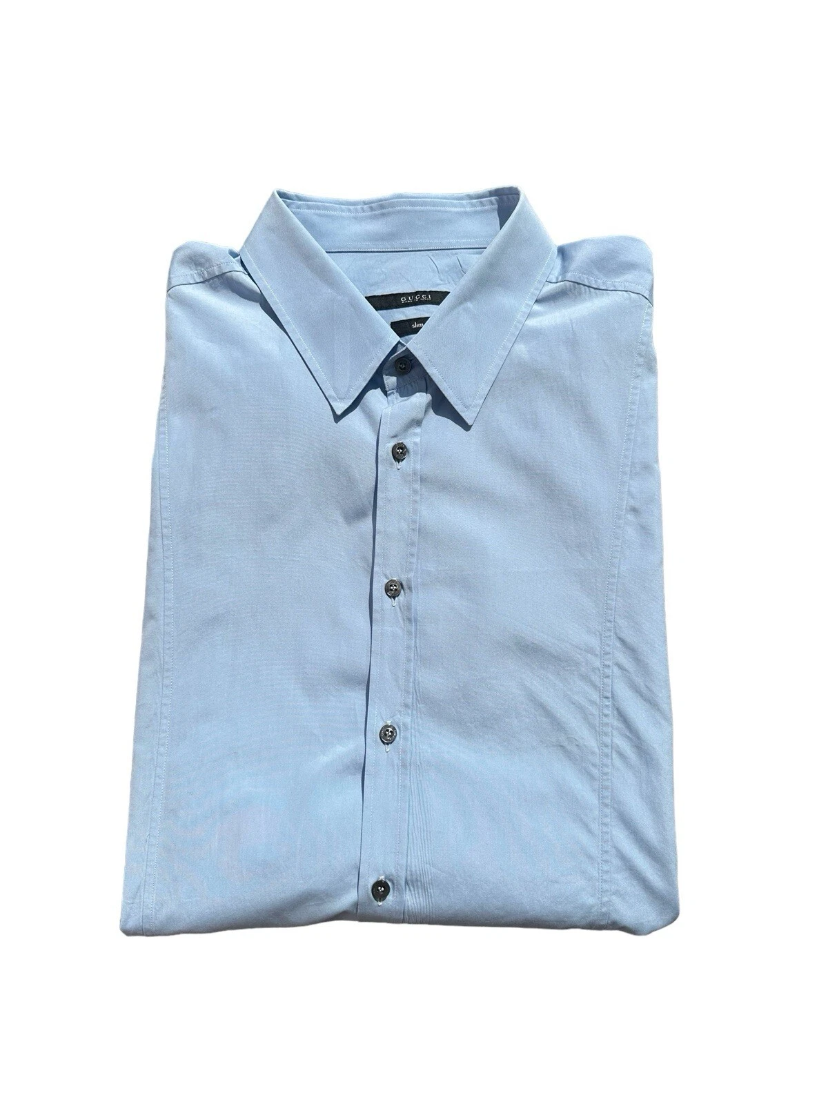 Chemise habillée homme boutonnée Gucci taille 45/17,75 coupe mince bleue