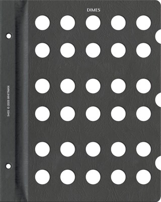 Whitman Prestige  Coin Album - Dimes Blank Page - 30 Openings - Black