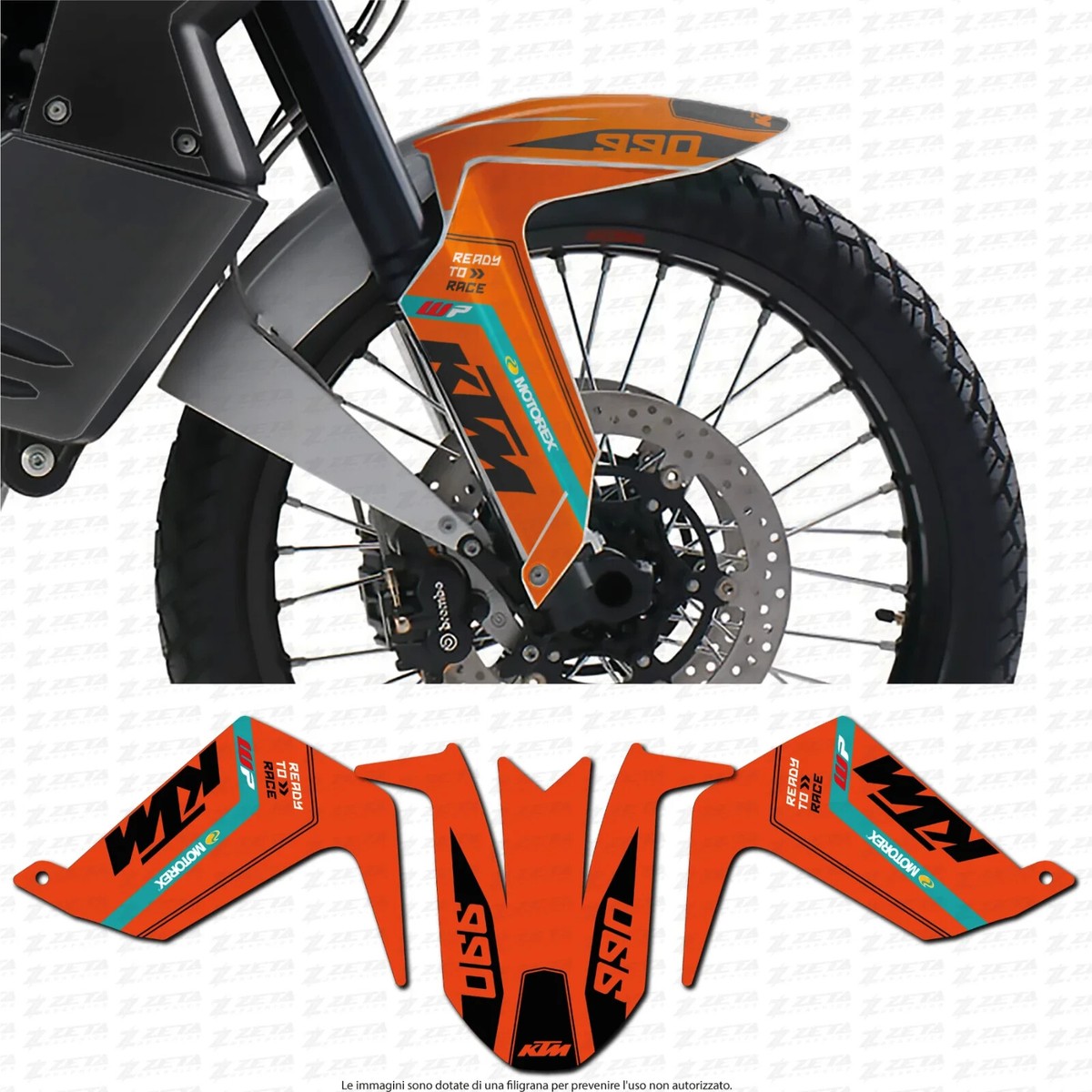 KTM Stickers Front Fender IN Crystal for KTM Adventure 990 2006