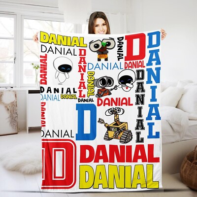 Eve Wall-E Blanket, Personalized Blanket, Custom Name Blanket, Disney Movie Char