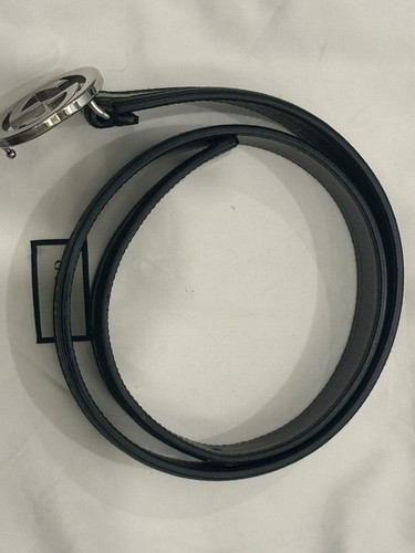 GUCCI Women’s Black Leather And Beige Belt With Interlocking G Buckle Sz 75.30 - Picture 8 of 9