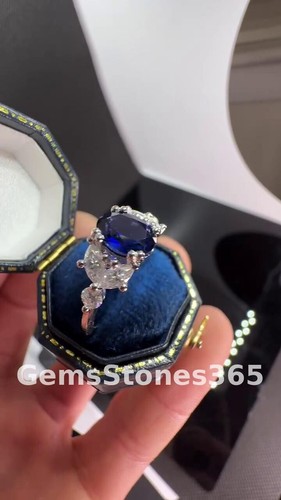 Beautiful Blue Sapphire Ladies Ring Sterling 925 Silver Beautiful Ladies Ring - Picture 5 of 8