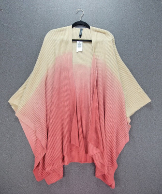Torrid OS Tan Orange Dip Dye Tricolor Ombre Ruana Poncho Cozy Boho
