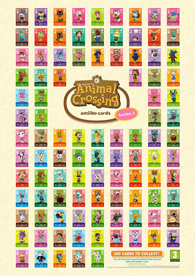Animal Crossing Amiibo Series 3 Cards #201-300 Mint, Authentic