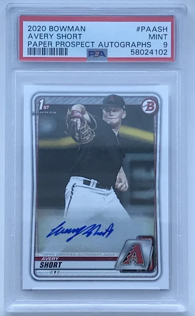 2020 Bowman Paper Prospects Avery Short Auto Autograph PSA 9 Mint #PAASH MLB
