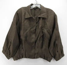 Seventy Venezia Top Women Small Brown Linen Shirt Boho Minimalist Boxy Fit Italy