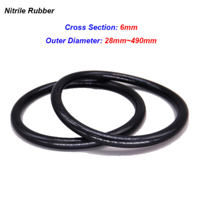 6.0mm Cross Section O-Rings NBR Nitrile Rubber 28mm~490mm OD Oil Resistant Seals