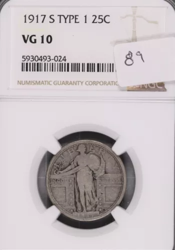 1917-S Standing Liberty Silver Quarter Type 1 - NGC VG-10 #024