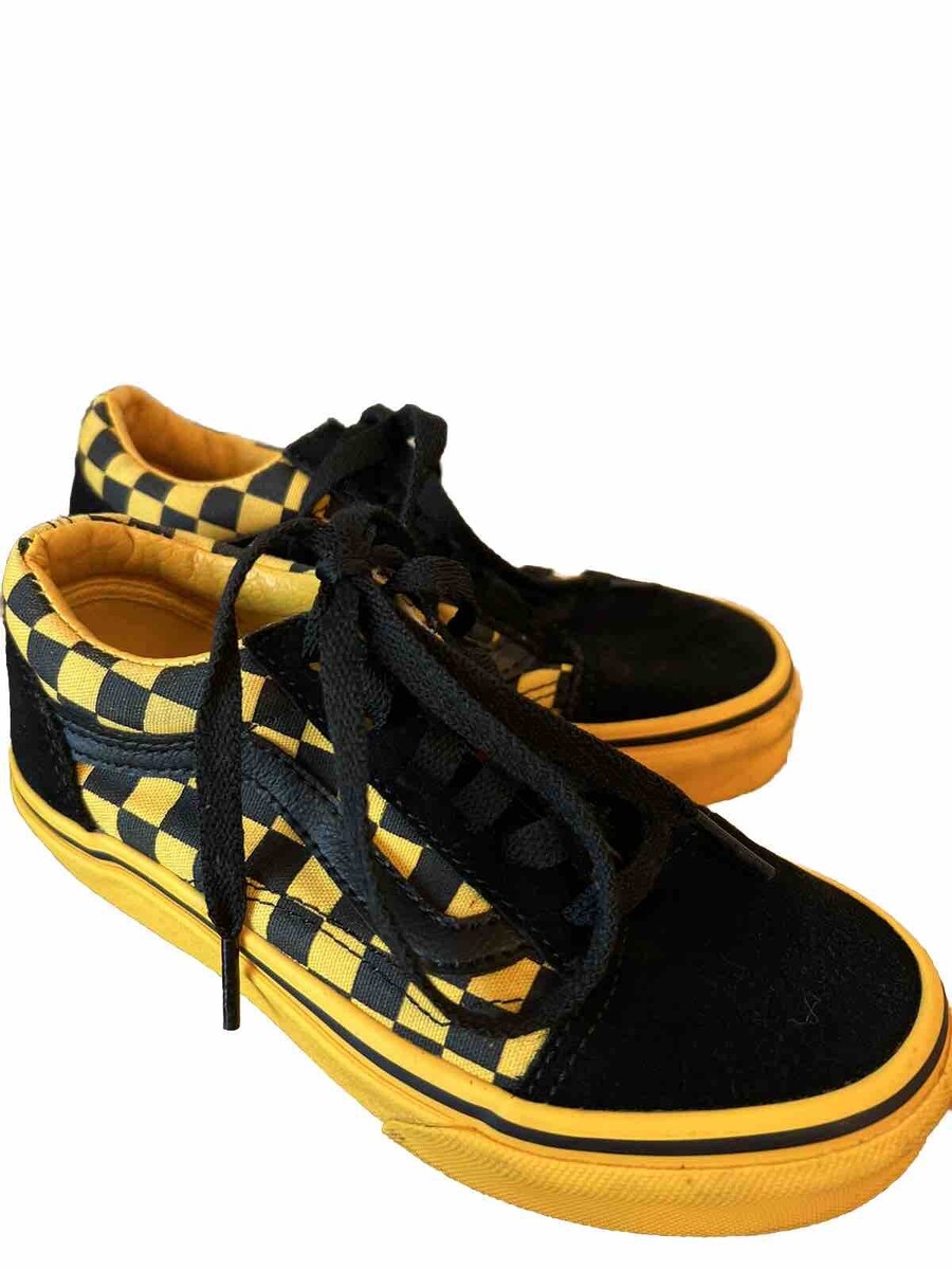 Vans off the wall checkered black Yellow unisex size kids 13