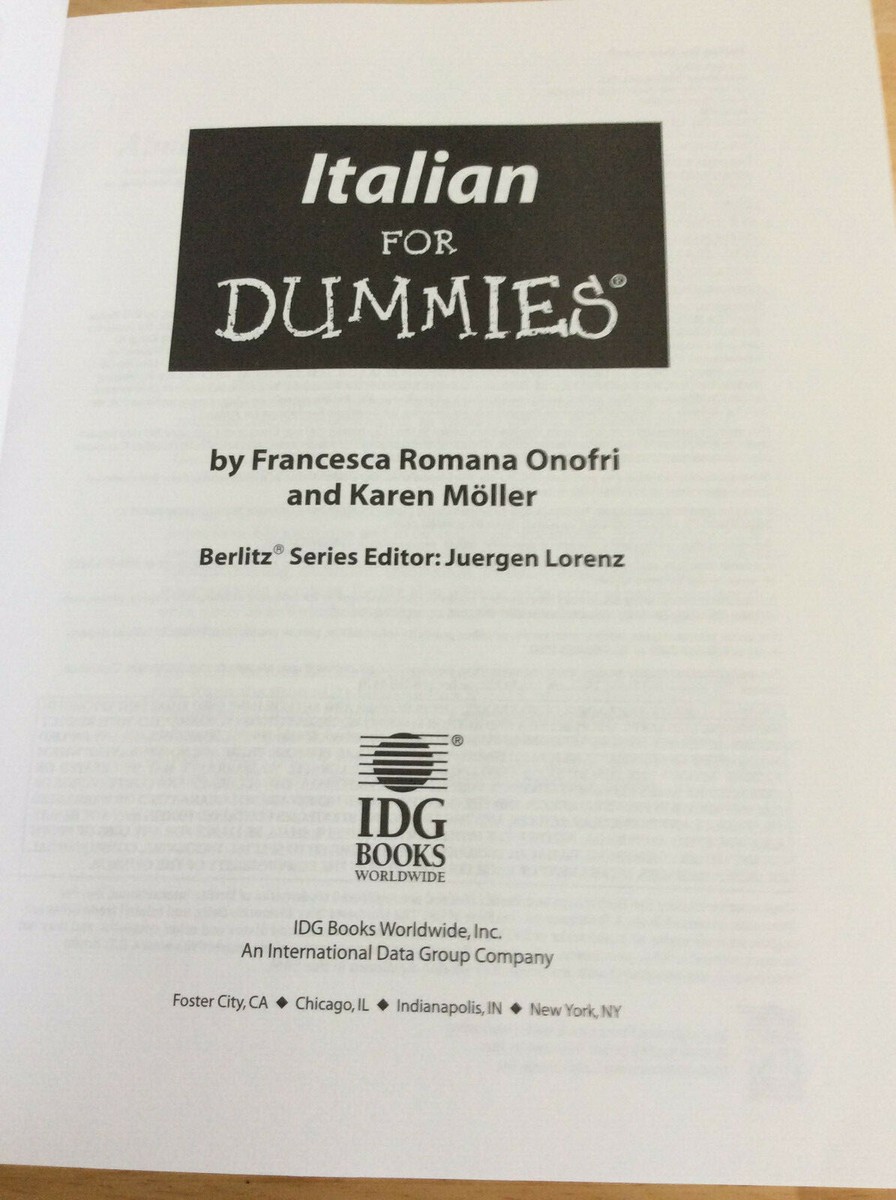 ITALIAN FOR DUMMIES: Book & CD - Onofri & Moller - 2000 - Language