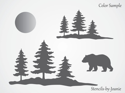 Stencils by Joanie Hillside Bear Forest Pine Trees Moon Rustic Cabin DIY Signs - Picture 7 of 10