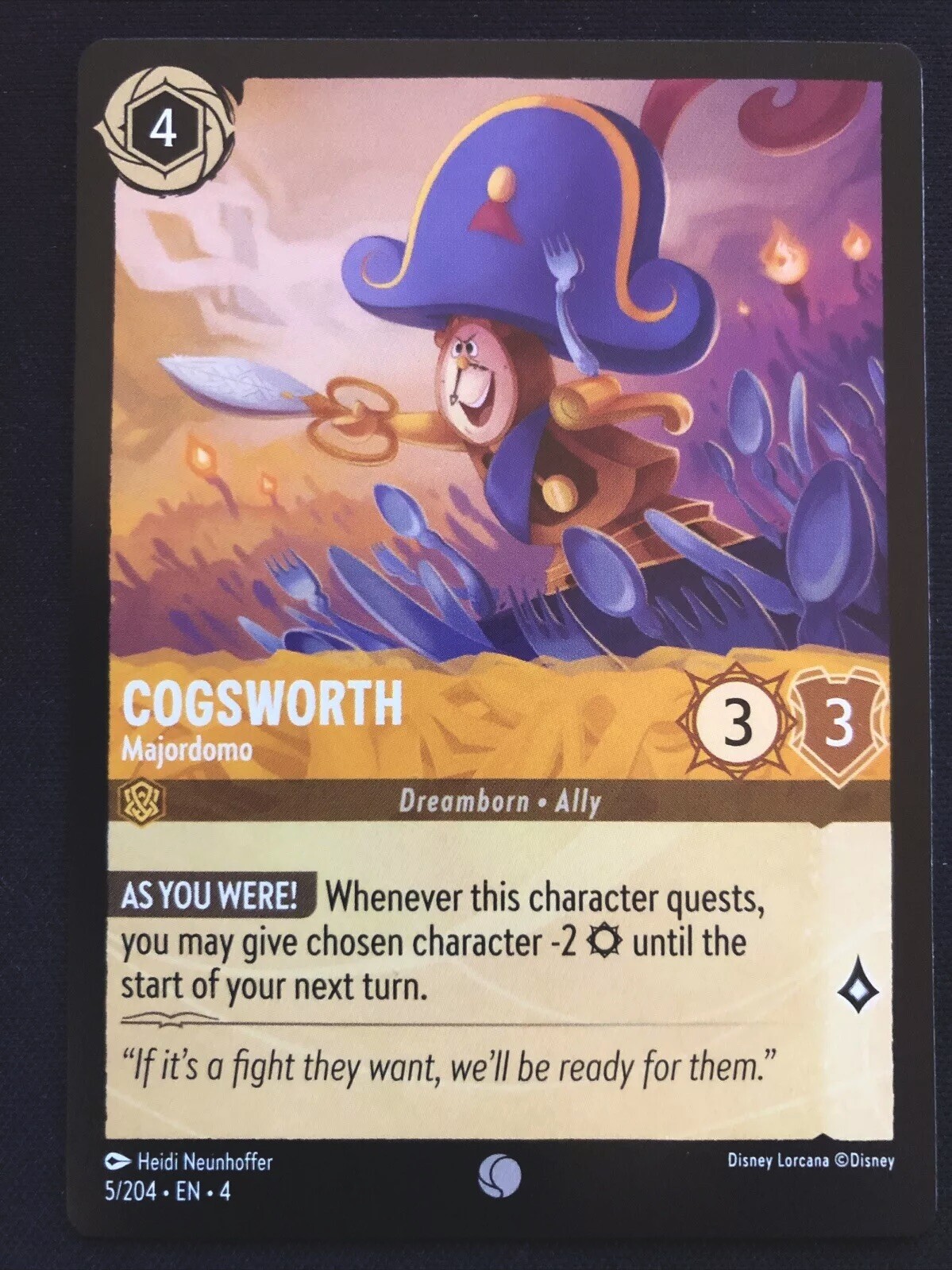 Disney Lorcana Ursula’s Return Cogsworth Majordomo 5/204 NM