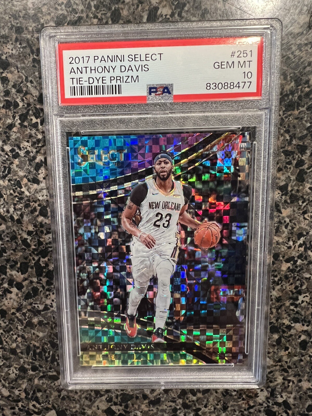 2017 Panini Select #251 Anthony Davis Tie-Dye Prizm #13/25 PSA 10