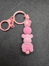 Handcrafted Pink Bear Bead Key Chain