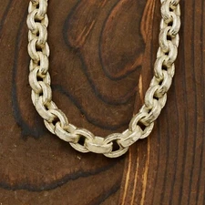 New Sterling Silver 925 Designer Keith Jack Hammered Cable Chain Necklace 24 1/2