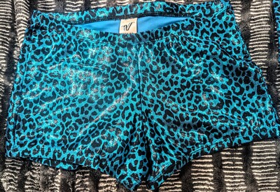 Adult Medium Dance/Gymnastics Short/Varsity Brand/Metallic Blue Leopard 
