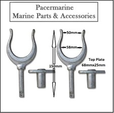 Pair Galvanised Oar Rowlocks Oarlock & Bracket's