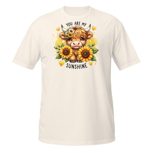 You Are My Sunshine Highland Cow T-Shirt | Cute Sunflower Country Farm Animal - Picture 30 of 33