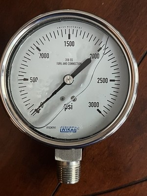 New Wika 3000 PSI Pressure Gauge 1/2 NPT 316 SS Stainless Liquid Filled 8102N7H1