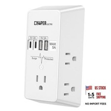 Outlet Extender, USB Wall Charger Surge Protector,5 Outlet Extender with 4 USB