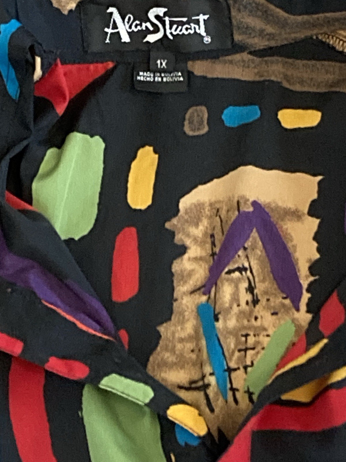 Vintage 90s Alan Stuart Button Pullover Geometric… - image 2