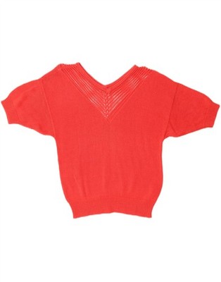 Loris Azzaro Womens Crop V-Neck Jumper Sweater EU 40 Medium Red WK30
